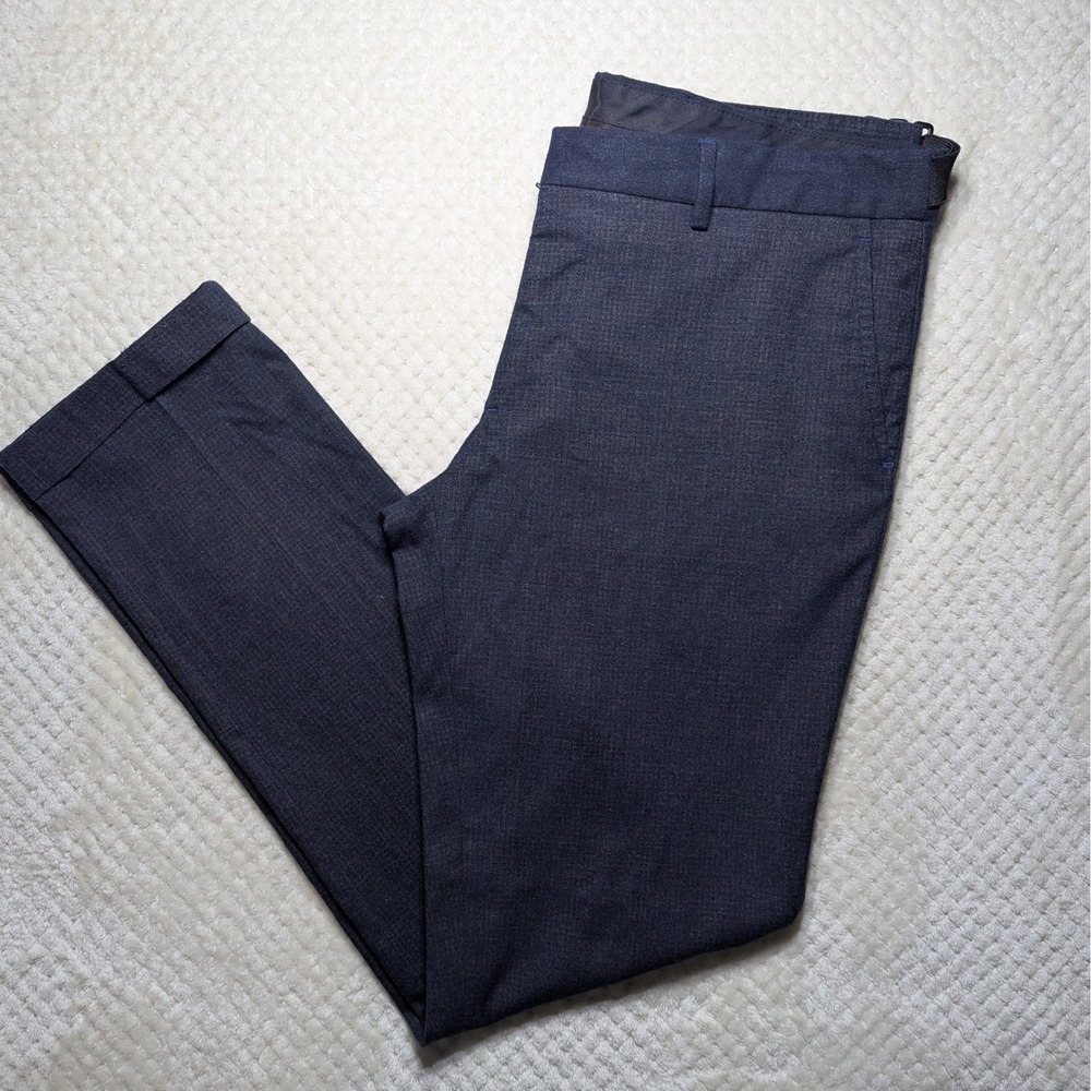 Zara Man Slim Fit Dress Pants Mens US 34 Gray Tailored Trousers Cuffed‎ Hem